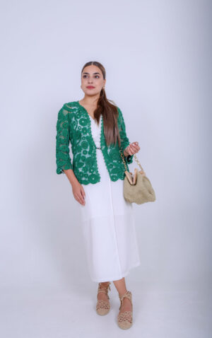 Crochet zomer Jas van 80% Katoen en 20 % Viscose - Groen (M-L)