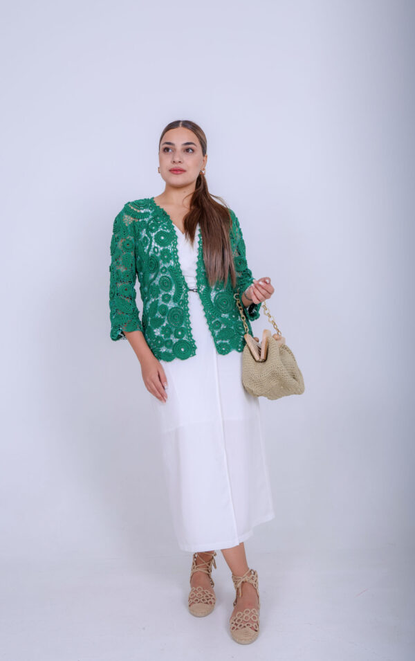 Crochet zomer Jas van 80% Katoen en 20 % Viscose - Groen (M-L)