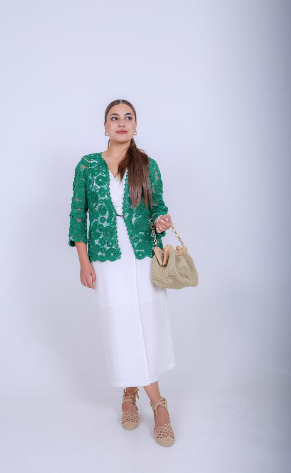 Crochet zomer Jas van 80% Katoen en 20 % Viscose - Groen (M-L)