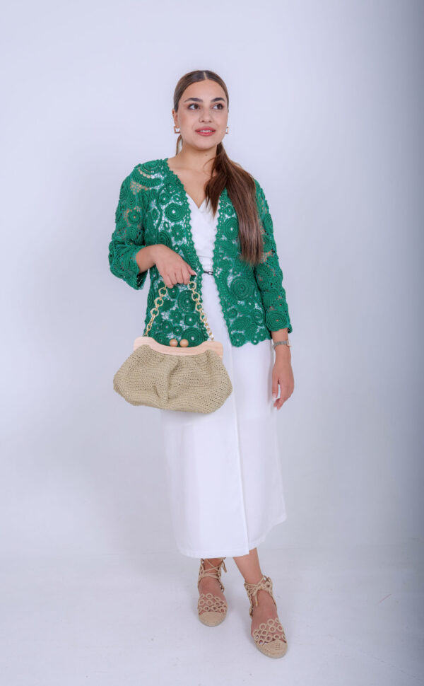Crochet zomer Jas van 80% Katoen en 20 % Viscose - Groen (M-L)