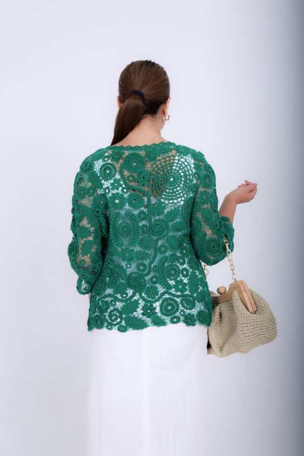 Crochet zomer Jas van 80% Katoen en 20 % Viscose - Groen (M-L)