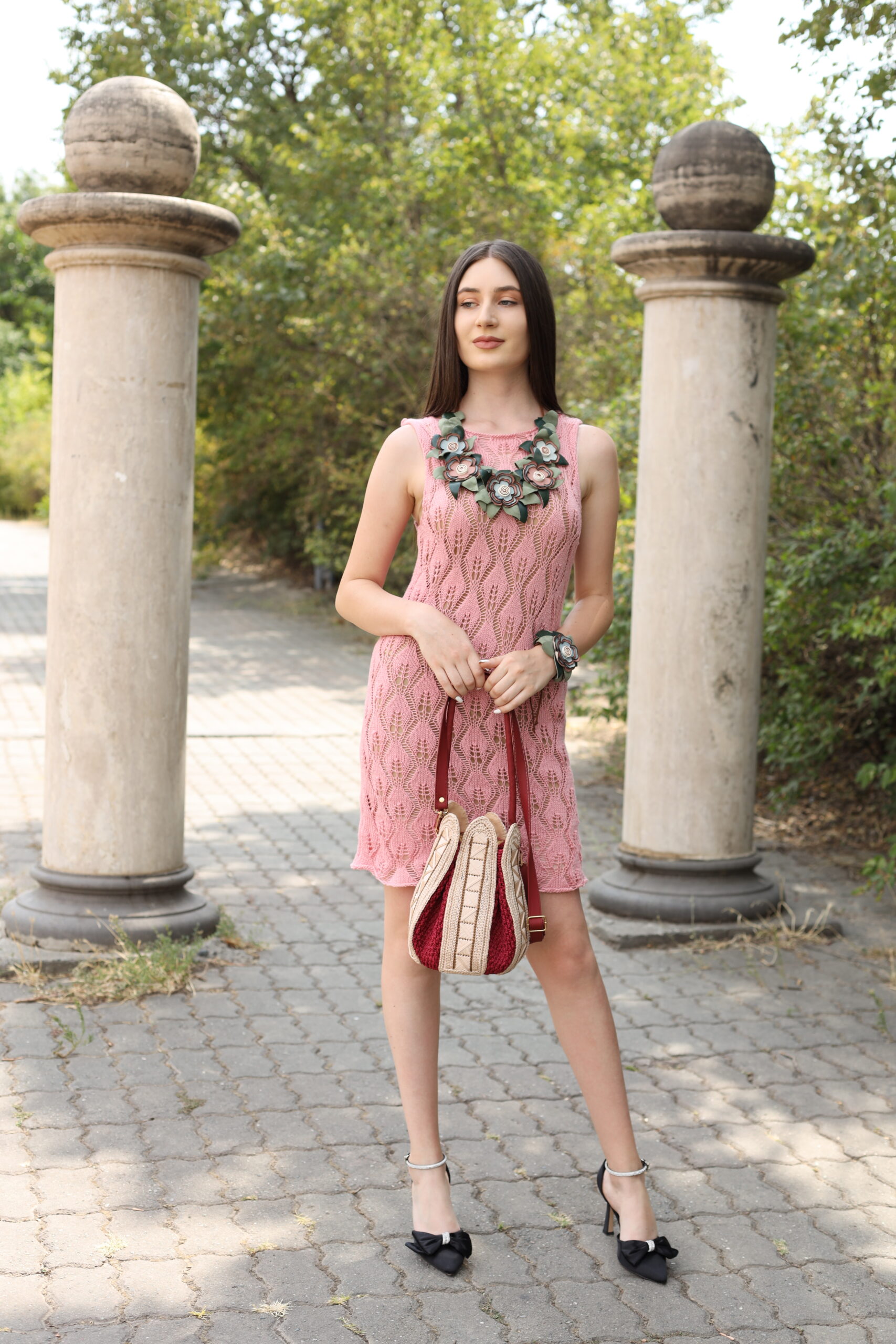 Zomerjurk van 100% Italiaanse viscose - Roze (S-M-) - Afbeelding 2