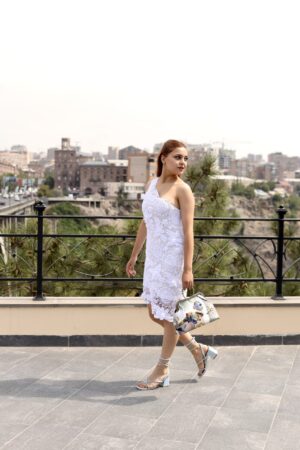 Zomerjurk van gehaakt Katoen - Viscose Irse Kant Wit (M-L)