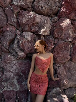 Beach set: top en rokje in gehaakte stijl - Italiaanse viscose (M-L)