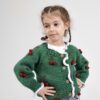 Kinderen cardigan  Kersen 80% wol  en 20% pa - Grone( 4-5 jaar)