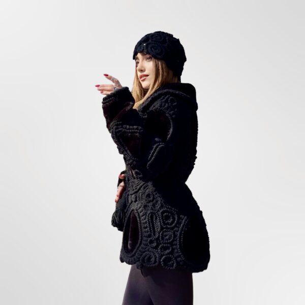 Handgemaakt Uniek Jas Van Max- Mara Bont en Wol -Lux en Exclusieve