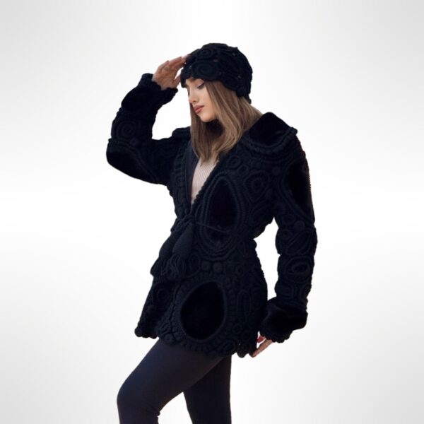 Handgemaakt Uniek Jas Van Max- Mara Bont en Wol -Lux en Exclusieve