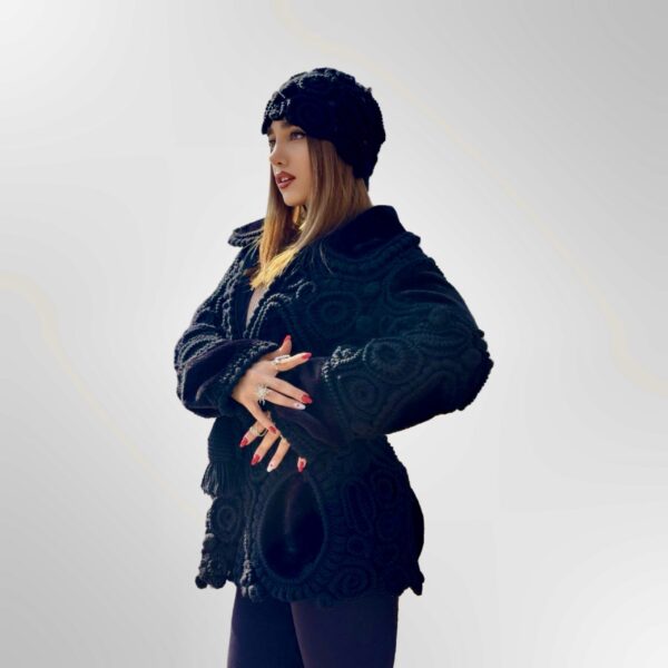 Handgemaakt Uniek Jas Van Max- Mara Bont en Wol -Lux en Exclusieve