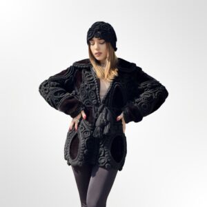 Handgemaakt Uniek Jas Van Max- Mara Bont en Wol -Lux en Exclusieve