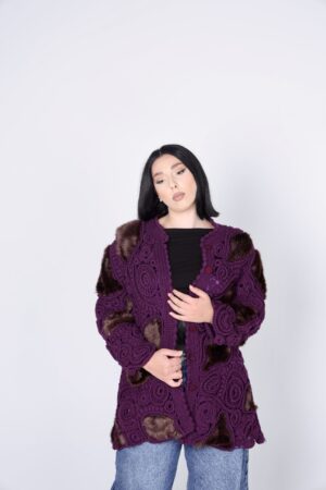 Jas van 50% wol en 50% alpaca - Donker Paars (M-L)