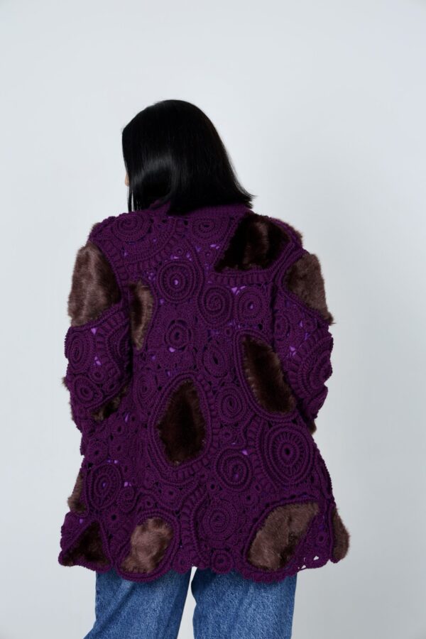 Jas van 50% wol en 50% alpaca - Donker Paars (M-L)
