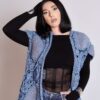 Unieke Crochet Jas  mouwloos Ierse kant - Grijsblauw Kleur (M-L)