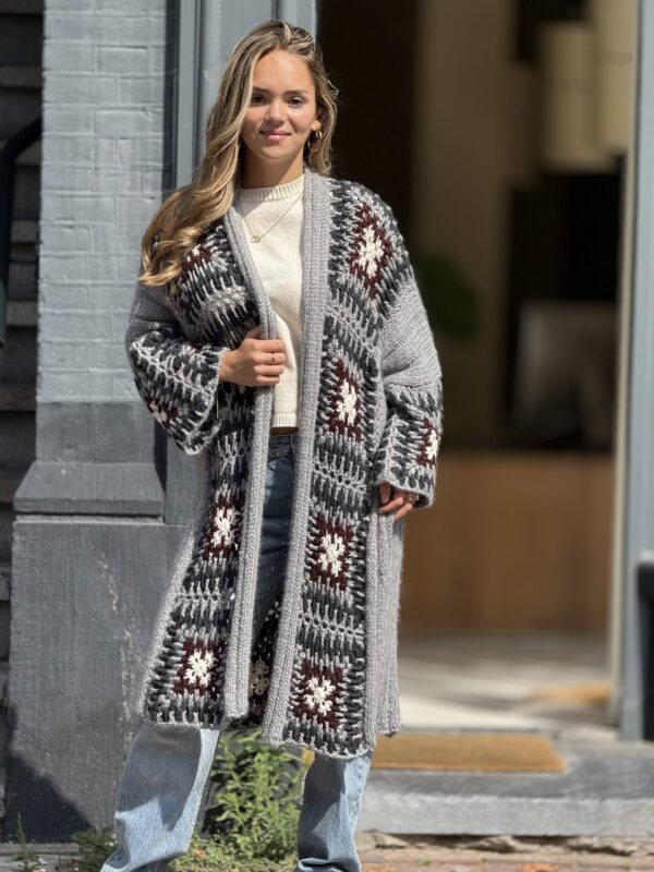 Cardigan van Handgemaakte 70% Mohair 30 Merino Wol - Grijs