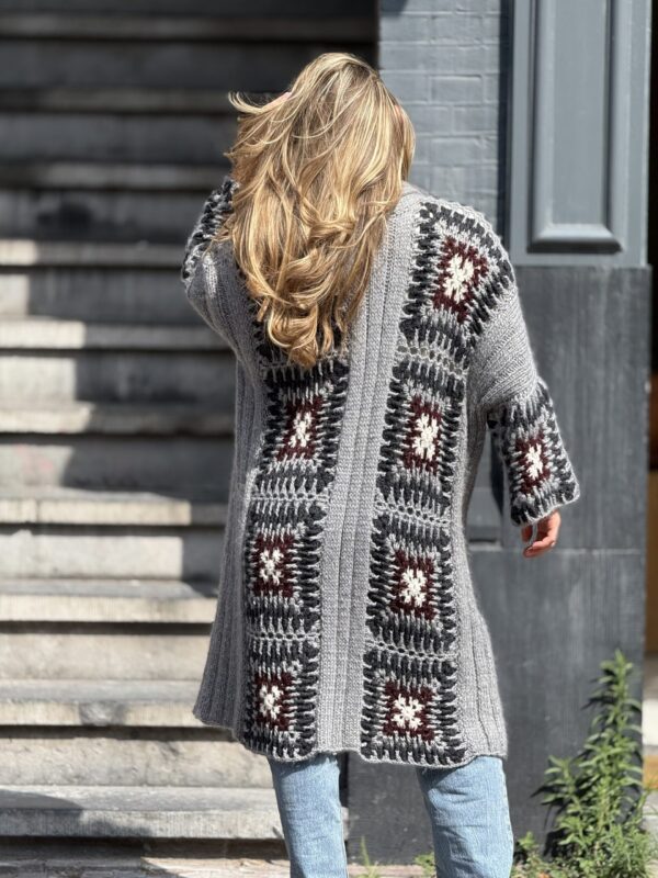 Cardigan van Handgemaakte 70% Mohair 30 Merino Wol - Grijs