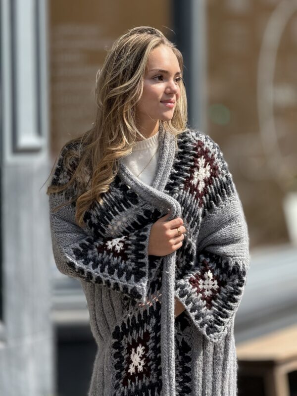 Cardigan van Handgemaakte 70% Mohair 30 Merino Wol - Grijs