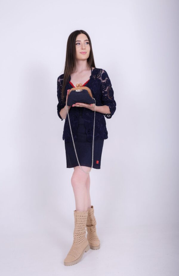 Unieke Tas Handmade Houten sluiting Gahaakt