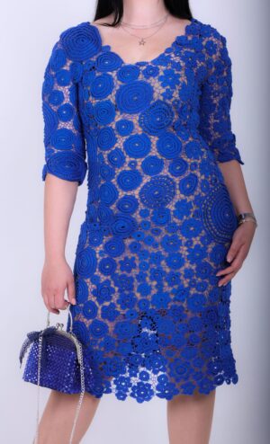 Zomerjurk Classic & Unieke van gehaakt Irse Kant 
katoen - Viscose Koning Blauwe (M-L)