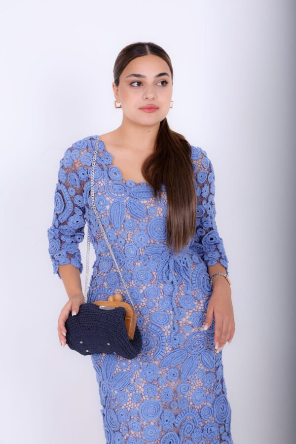 Zomerjurk Classic & Unieke van gehaakt Irse Kant 
katoen - Viscose Baby Blouw  (S-M-L)