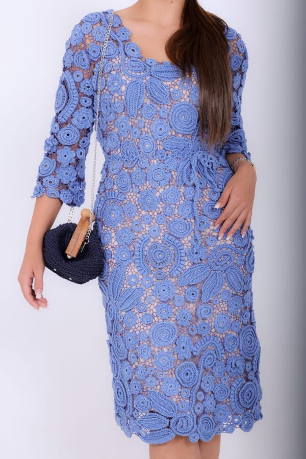 Zomerjurk Classic & Unieke van gehaakt Irse Kant 
katoen - Viscose Baby Blouw  (S-M-L)