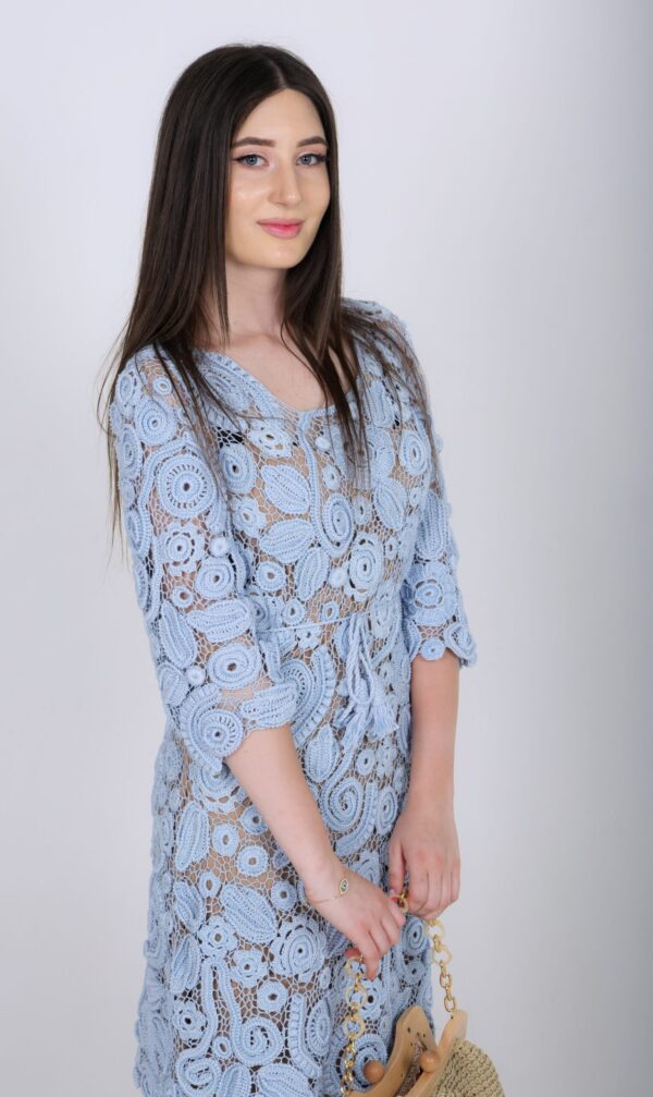 img_2583 Zomerjurk Classic & Unieke van gehaakt Irse Kant
katoen - Viscose Licht Blouw (XS -S)