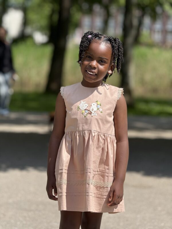 Hand Embroidered Kids Dress – Handmade Girls Dress with Floral Details, Soft Cotton Party Dress