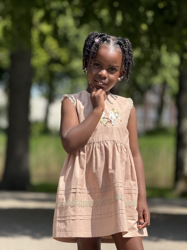 Hand Embroidered Kids Dress – Handmade Girls Dress with Floral Details, Soft Cotton Party Dress