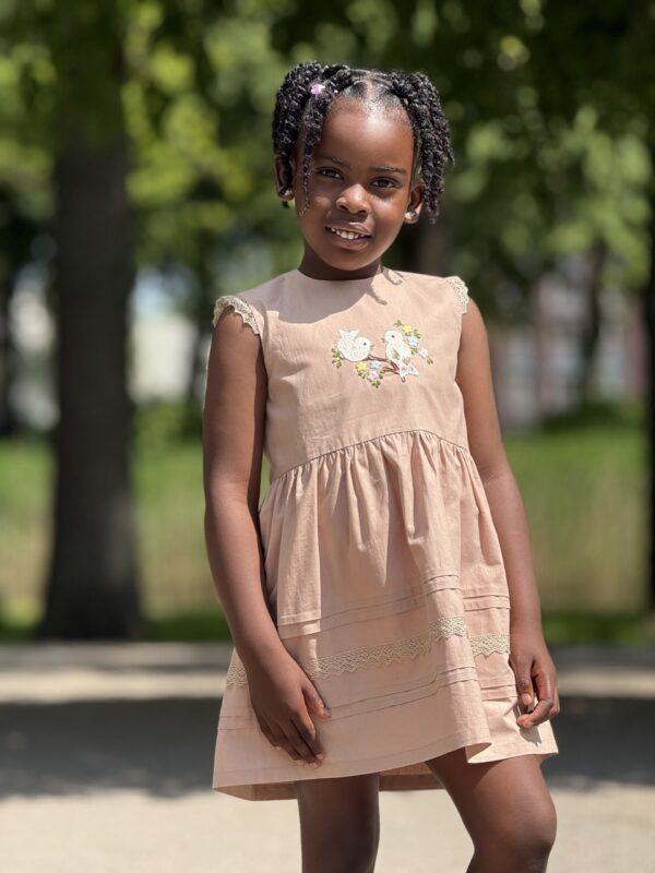 Hand Embroidered Kids Dress – Handmade Girls Dress with Floral Details, Soft Cotton Party Dress