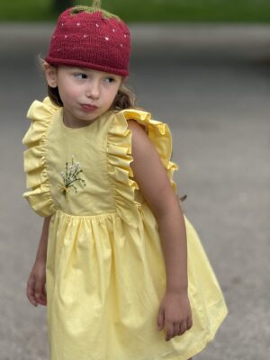 Kinderjurk met  Bloemen Borduurwerk Katoen  (3-4jaar) Handmade