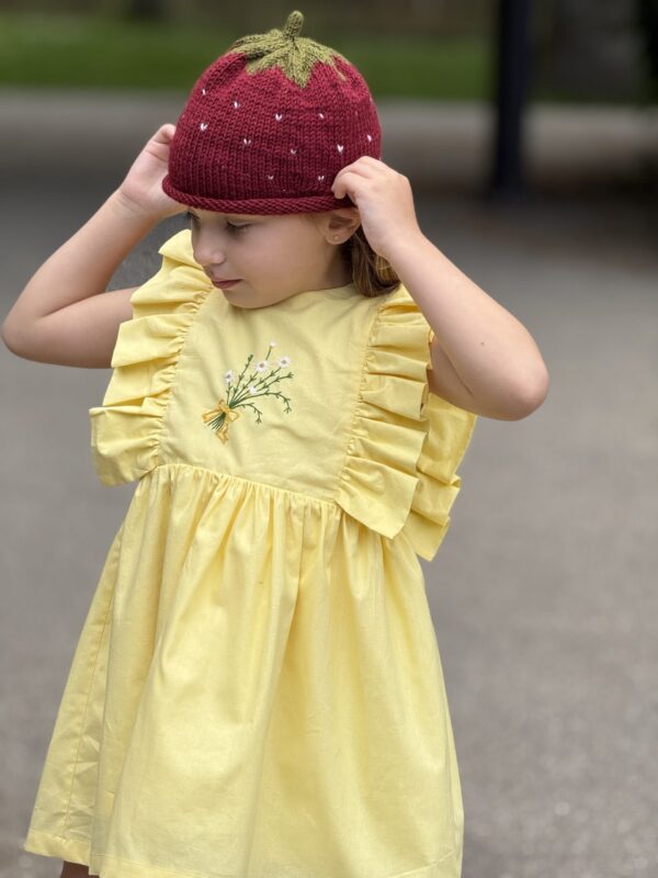 Kinderjurk met  Bloemen Borduurwerk Katoen  (3-4jaar) Handmade