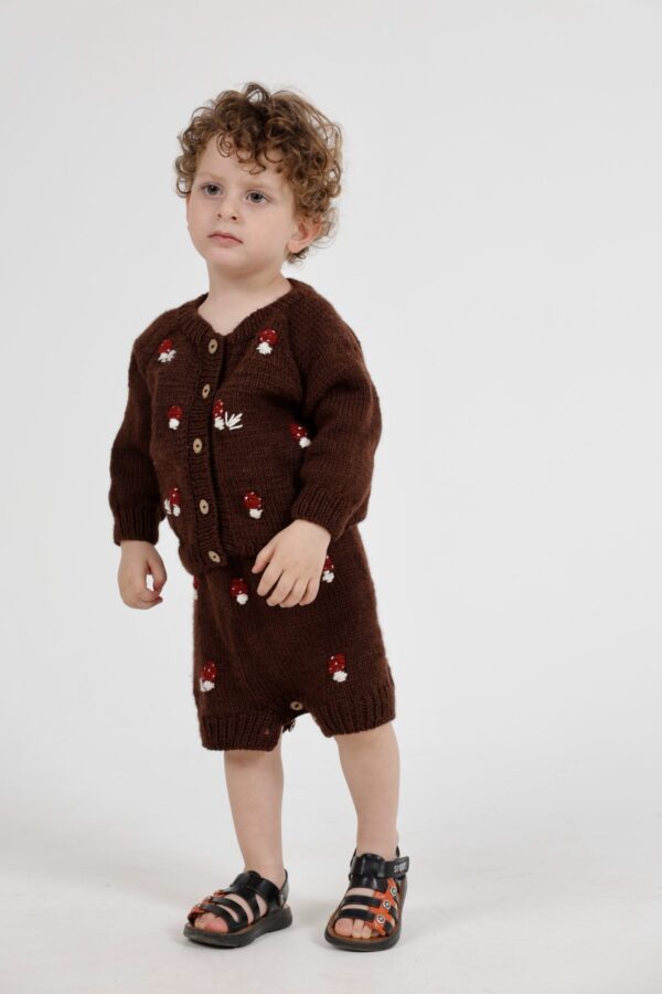 Kinderen paardenstoel  huispak   en vest  80% wol  en 20% alpaca - bruin ( 2-4 jaar)