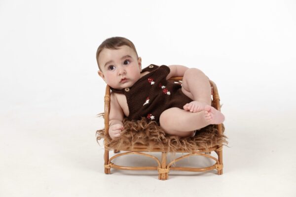 Kinderen Rompertje Paddenstoel Borduurwerk  met Tulp 6 tot 9 maanden