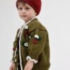 Kinderen Set Vest en Broek Aardbeien 80% wol  en 20% alpaca - Groen  ( 2-4 jaar)