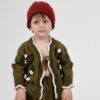 Kinderen Set Vest en Broek Aardbeien 80% wol  en 20% alpaca - Groen  ( 2-4 jaar)