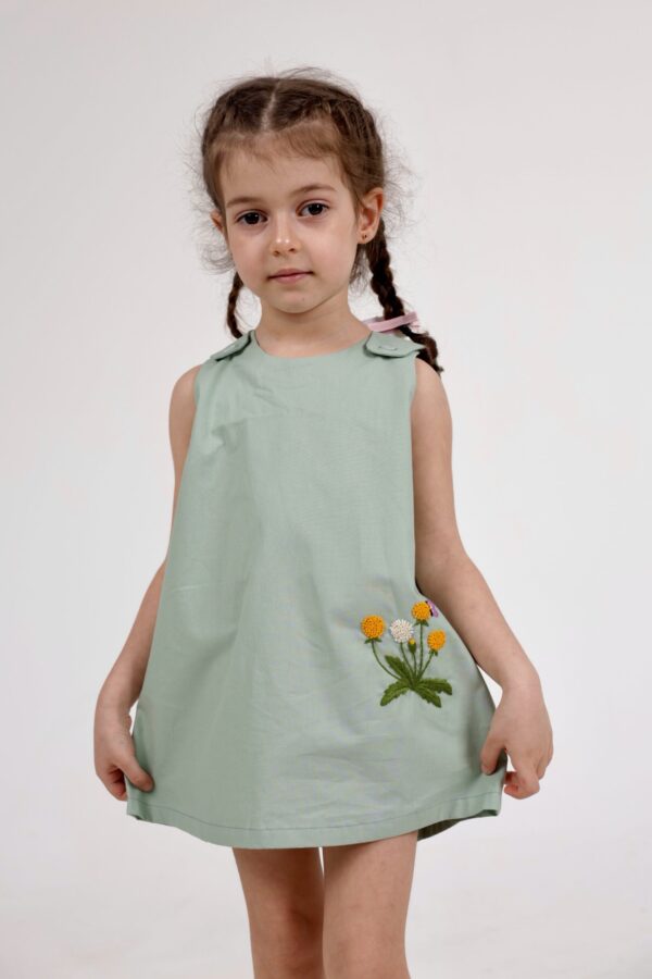 Kindermeisje jurk Van Katoen met bloemen vlinder borduurwerk ( 3-4 jaar)