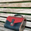 Leer Unieke Tas met Walnoten Hout Combinatie met Bergen bloemen  Handmade