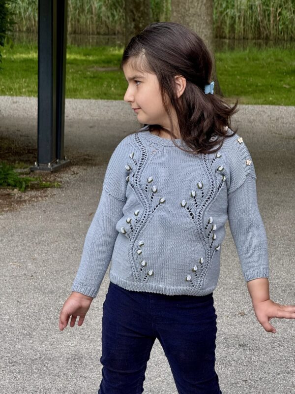 Kinderen trouw met  Borduurwerk Bio Katoen  (3-4jaar) Handmade Gebreid