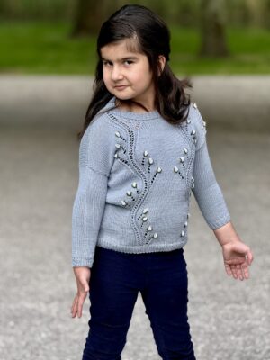 Kinderen trouw met  Borduurwerk Bio Katoen  (3-4jaar) Handmade Gebreid