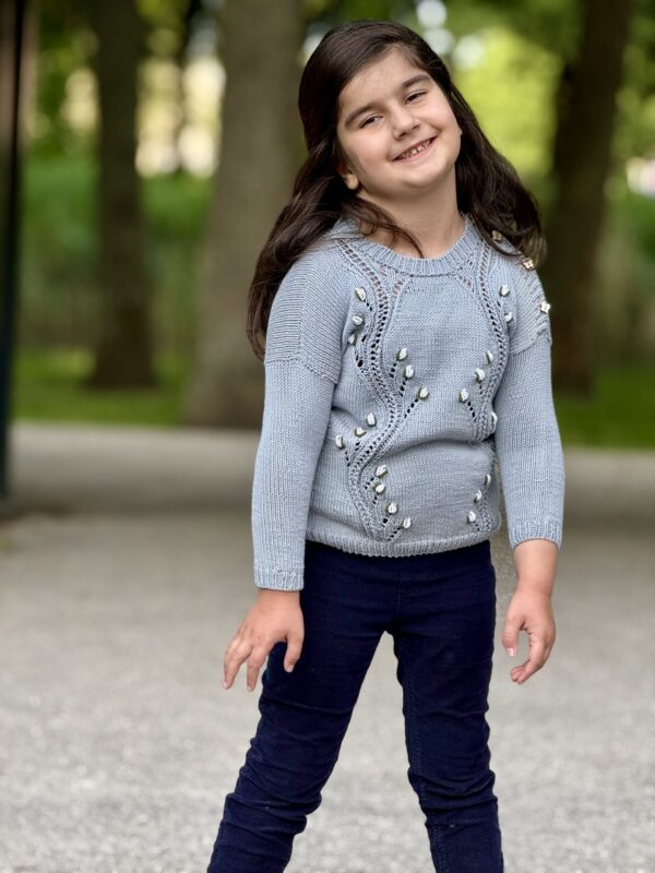 Kinderen trouw met  Borduurwerk Bio Katoen  (3-4jaar) Handmade Gebreid