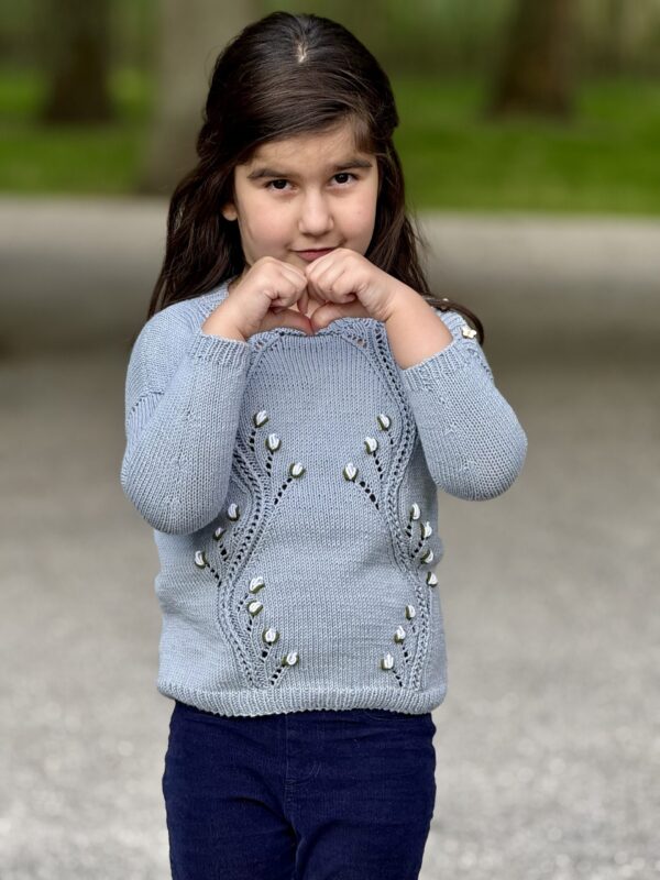 Kinderen trouw met  Borduurwerk Bio Katoen  (3-4jaar) Handmade Gebreid