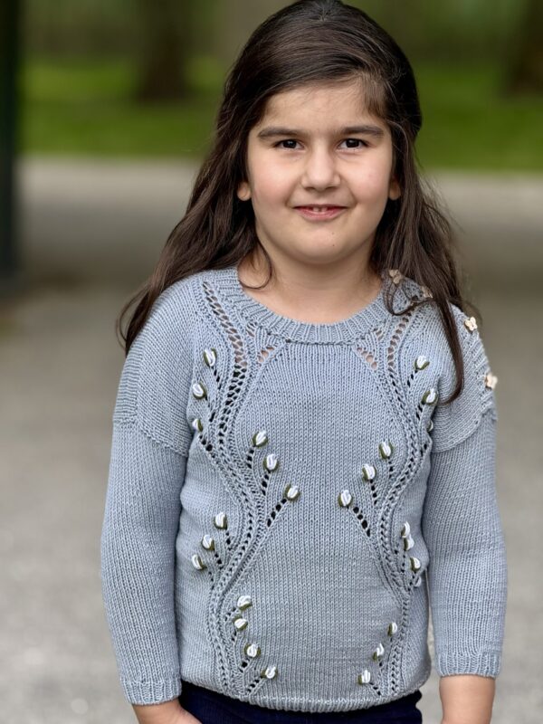 Kinderen trouw met  Borduurwerk Bio Katoen  (3-4jaar) Handmade Gebreid