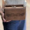 Handgemaakte design tas Exclusieve handgemaakte houten tas van walnoothout met leren binnenkant