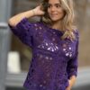 Crochet Blouse in gehaakte stijl van 100% Merino Wol - Handmade Paars
