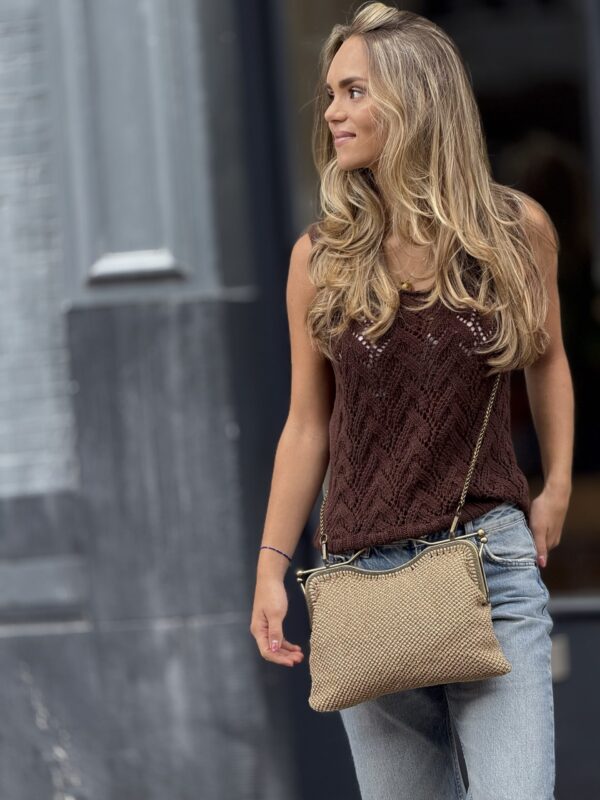 Vintage stijl    Unieke  Clutch met Antieke kleur metaal sluiting   Handmade Macramé