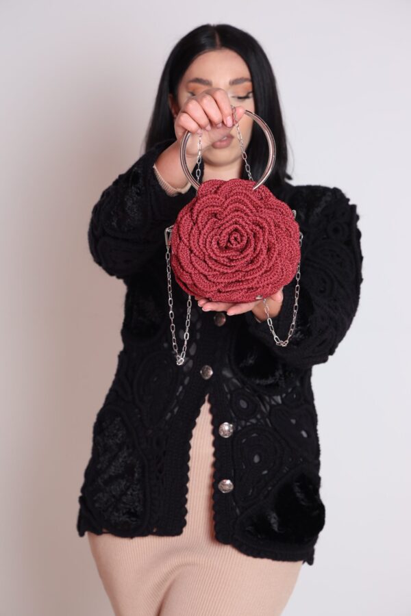 Exclusief  Handmade Tas Roos ( wijn rood)