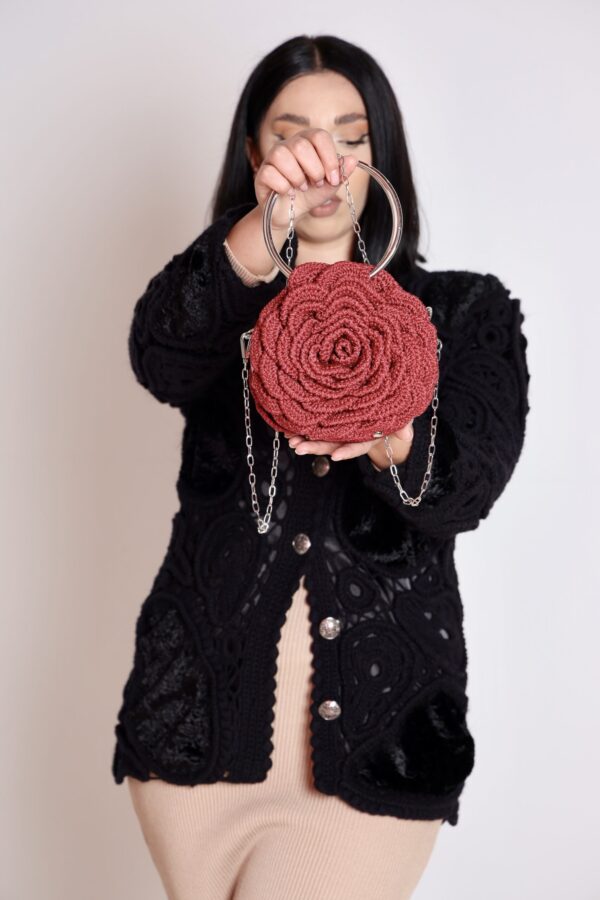 Exclusief  Handmade Tas Roos ( wijn rood)