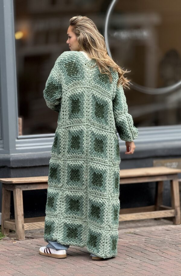 Cardigan van Handgemaakt Crochet 100 % Italiaans Wol Groen
