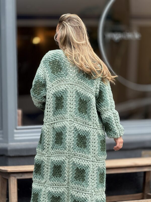 Cardigan van Handgemaakt Crochet 100 % Italiaans Wol Groen