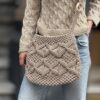 Exclusief  Handmade  schouder Tas Macramé Crème Kleur