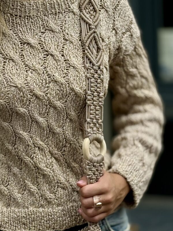 Exclusief  Handmade  schouder Tas Macramé Crème Kleur