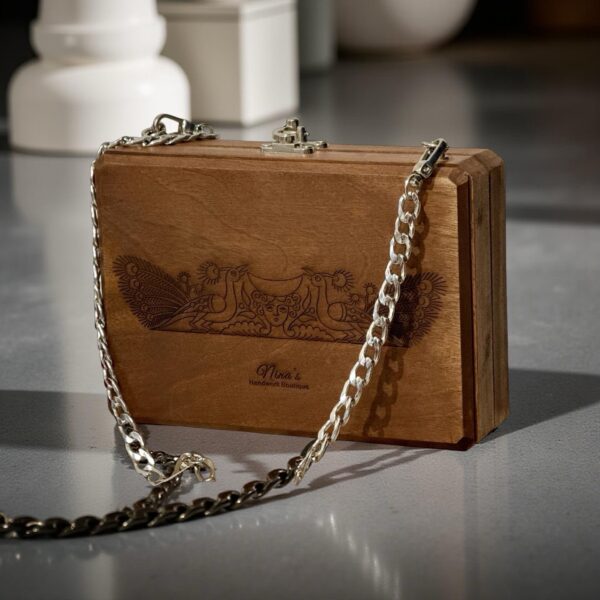 Handgemaakte design tas Exclusieve handgemaakte houten tas van walnoothout met leren binnenkant